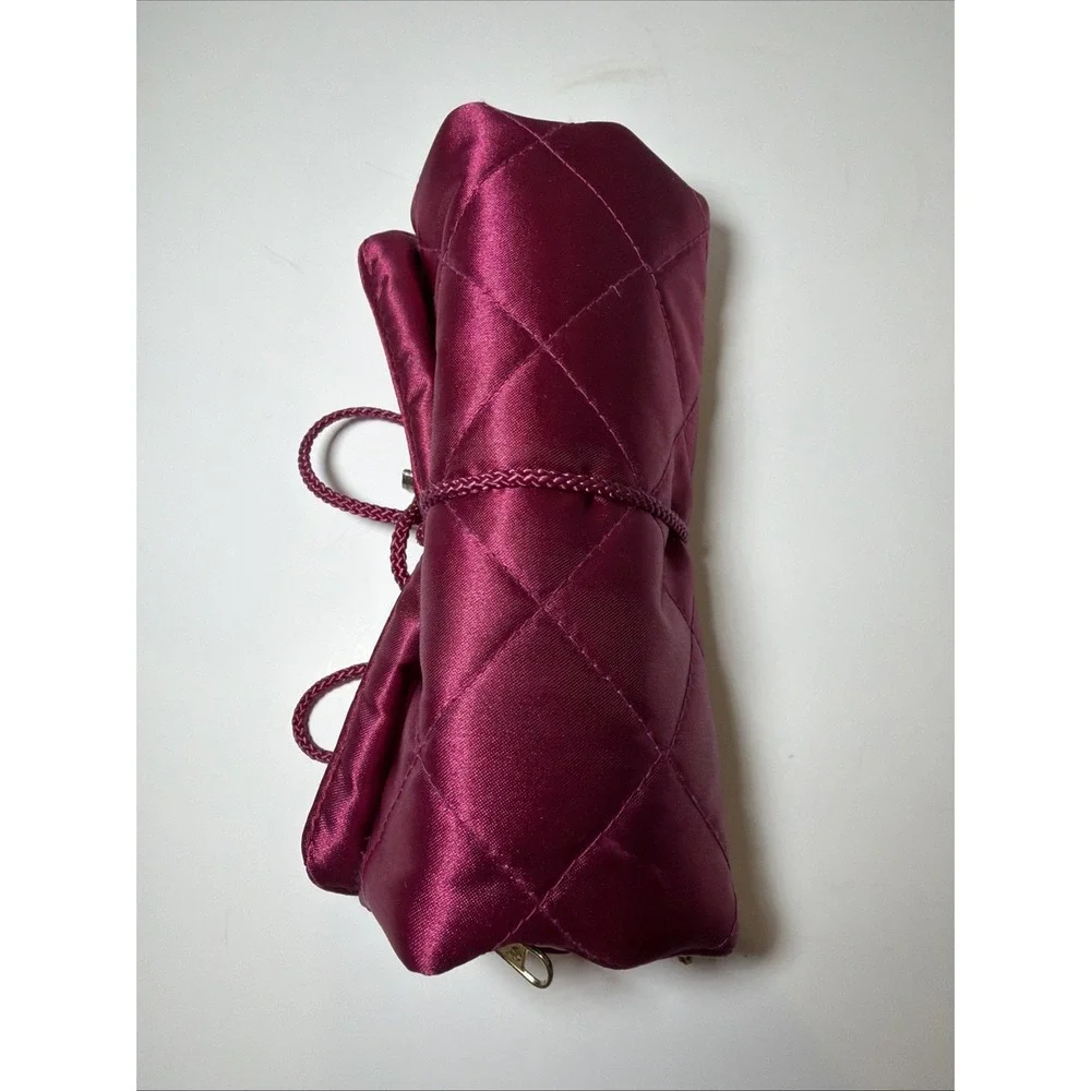 Purple Satin Travel Jewelry Bag Organizer Pouch 3-Zip Snap Ring Roll Up